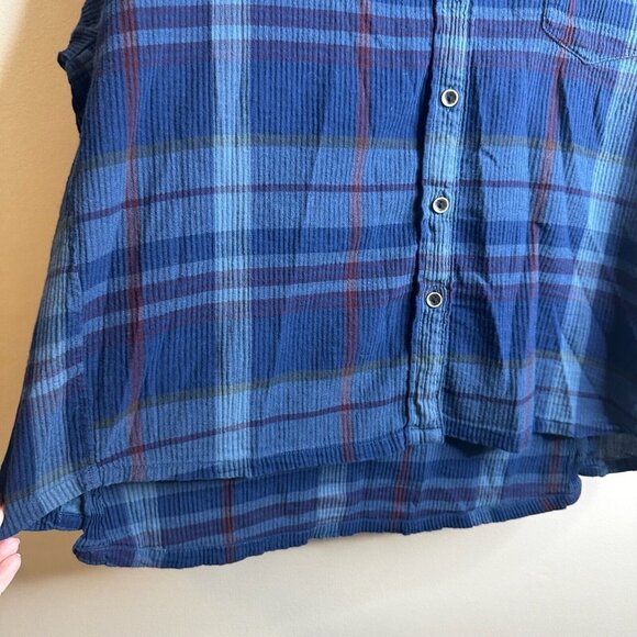 Prana Navy and Red Plaid Button Down Shirt - Picture 4 of 11